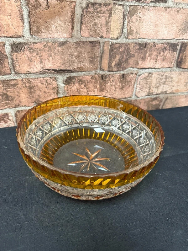Bohemian Amber Glass Bowl