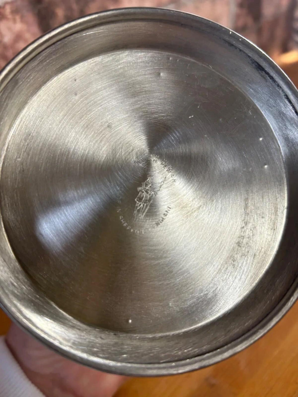 Vintage Pewter Tankard with Intricate Handle