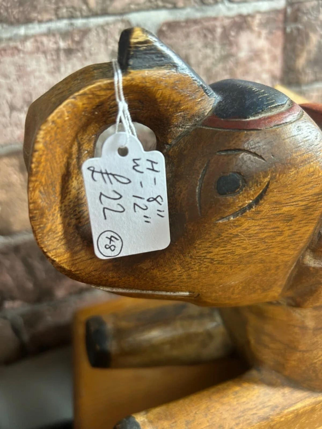 Vintage Hand Carved Small Wooden Rocking Elephant