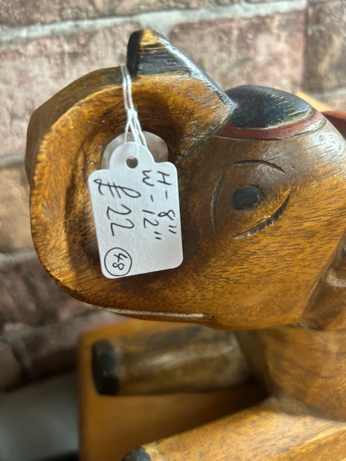 Vintage Hand Carved Small Wooden Rocking Elephant