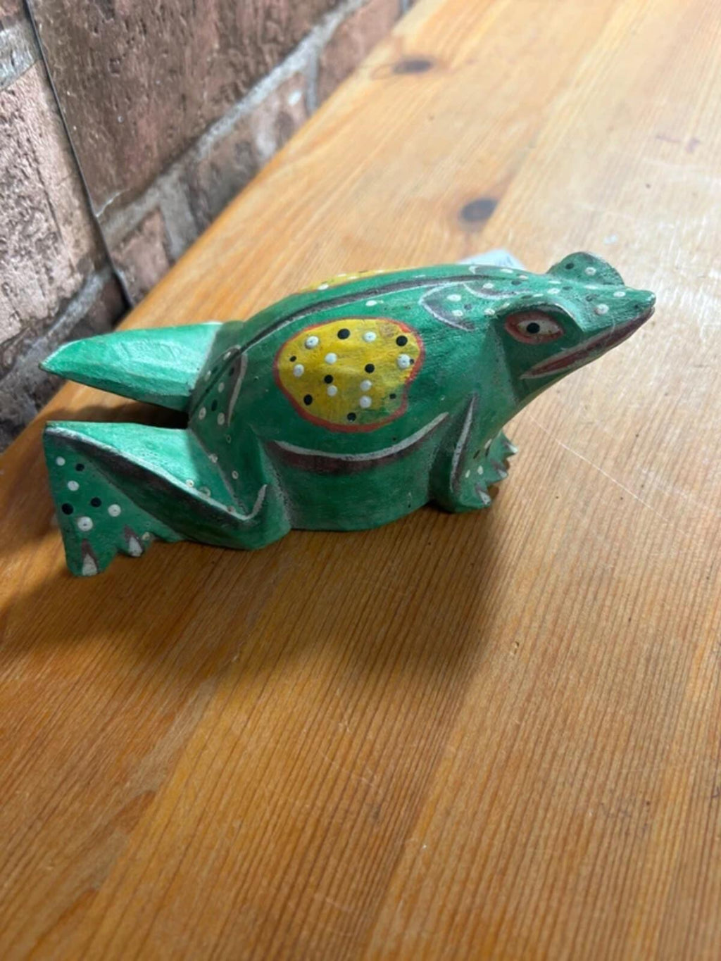 Vintage Hand Carved Wooden Frog