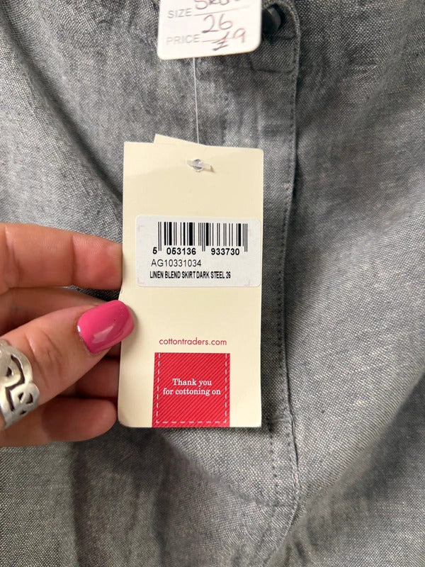 Cotton Traders Grey Midi Skirt - Size 26