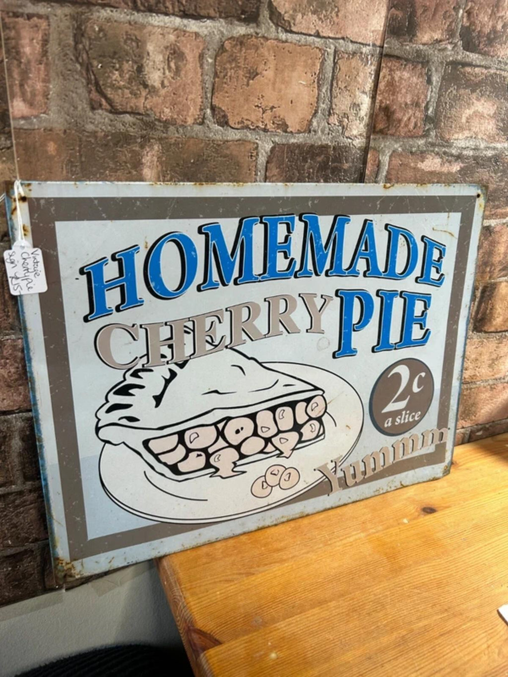 Vintage Homemade Cherry Pie Advertising Metal Sign