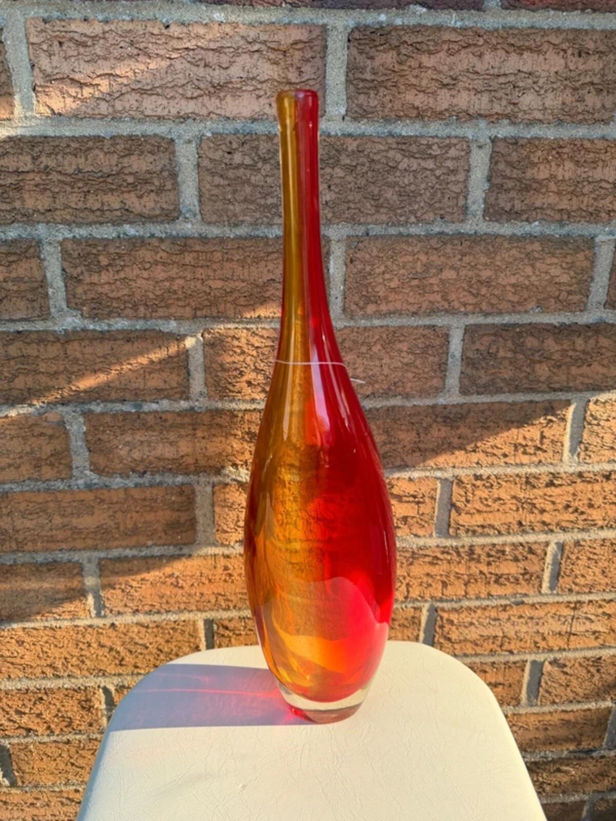Vintage Art Red Glass Vase