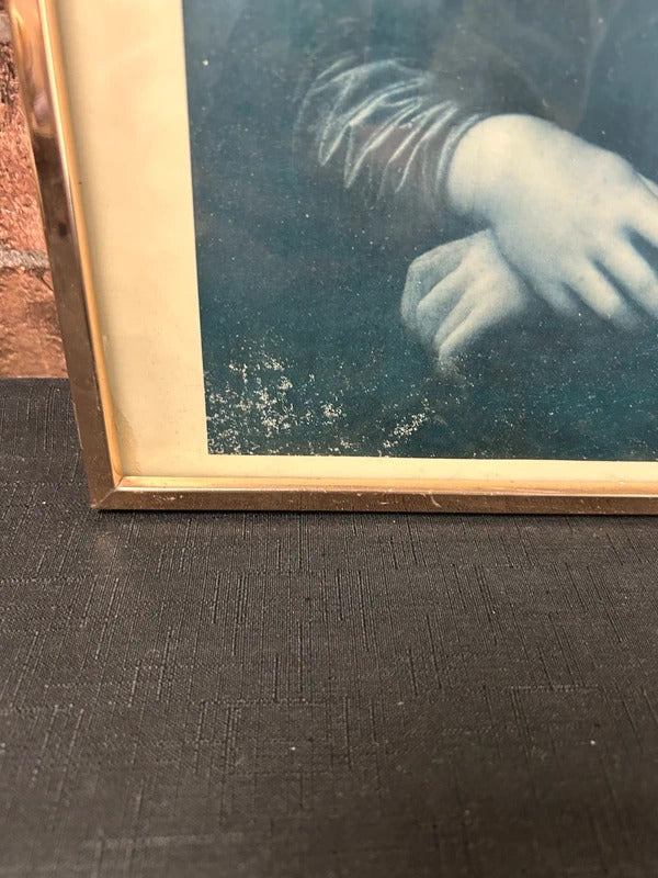 Blue Toned Mona Lisa Art Framed Print