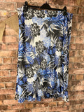 Isle Essentials Blue and Black Floral Midi Skirt - Size 20