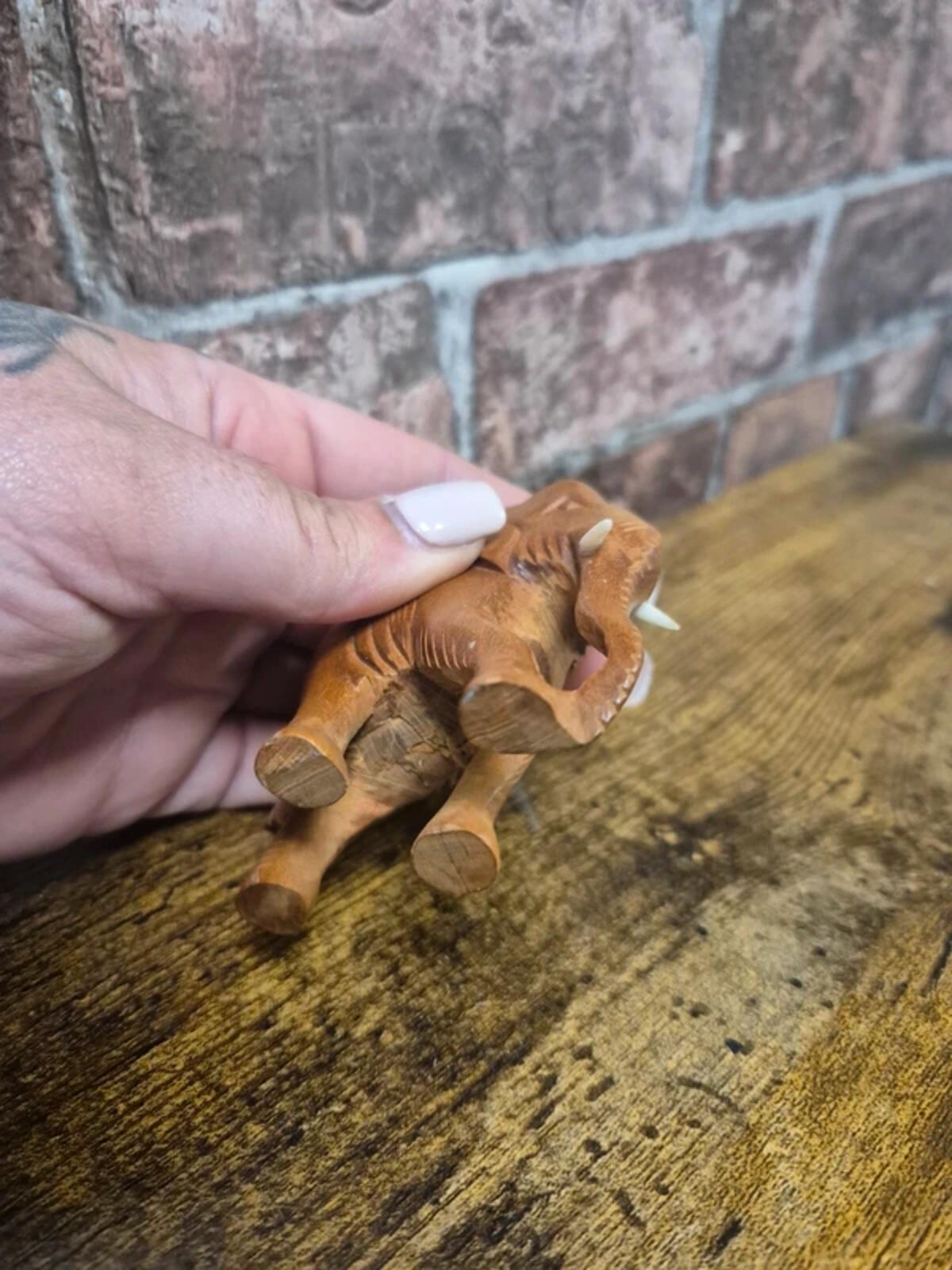 Hand carved wooden elephant