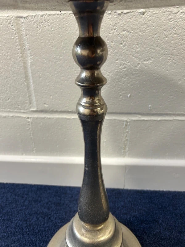 Pair of Metal Silver Side/Pillar Tables