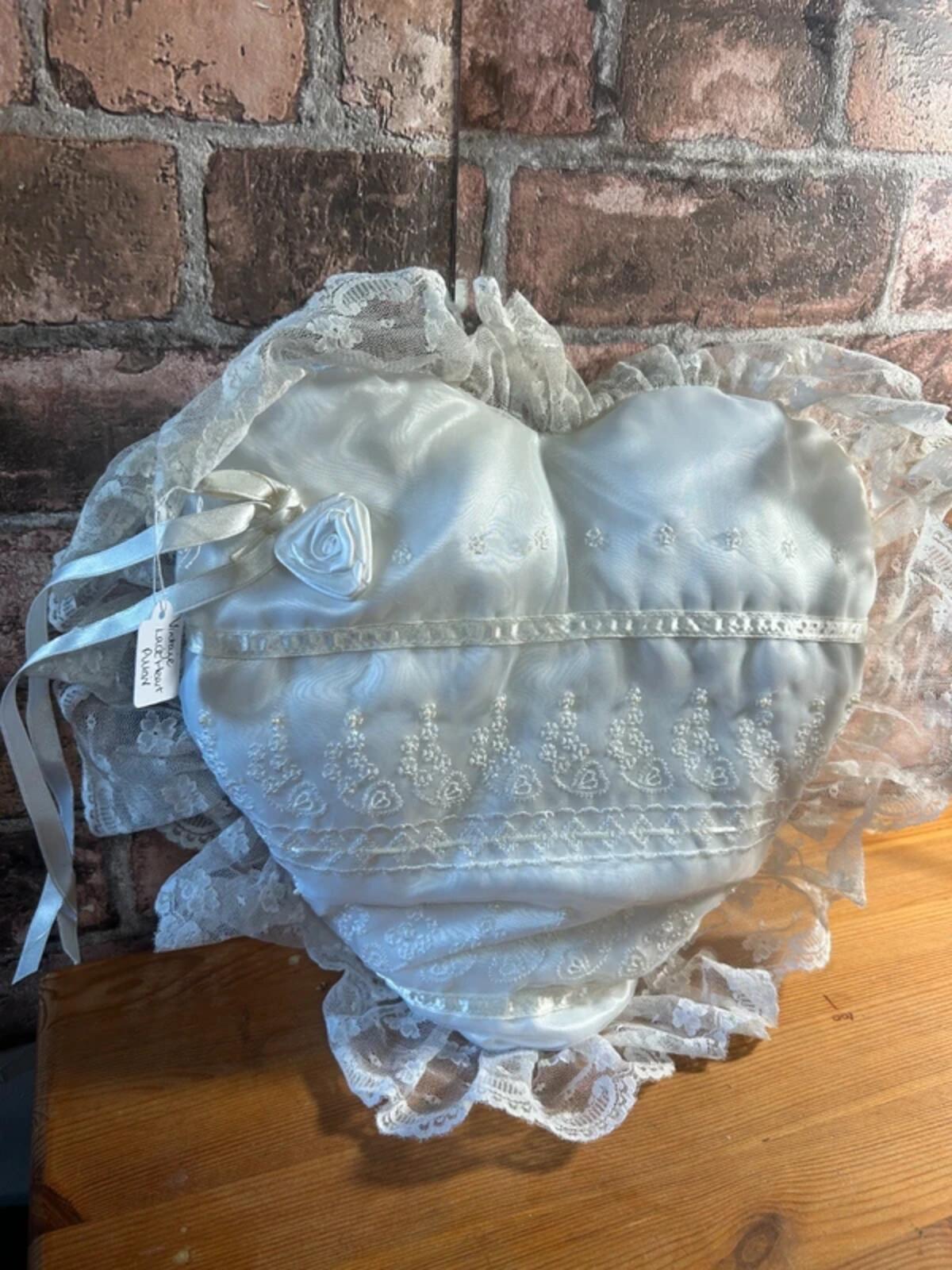 Vintage Lace Heart Pillow