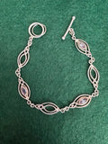 Sterling Silver Knot Panel T Bar Bracelet