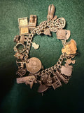 Antique Sterling Silver Charm Bracelet - 89.1g