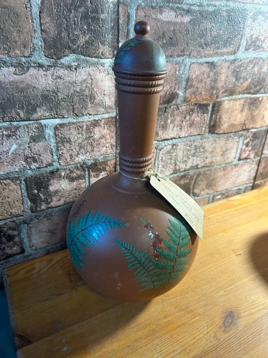 Watcombe Pottery Terracotta Lidded Vase/Flask