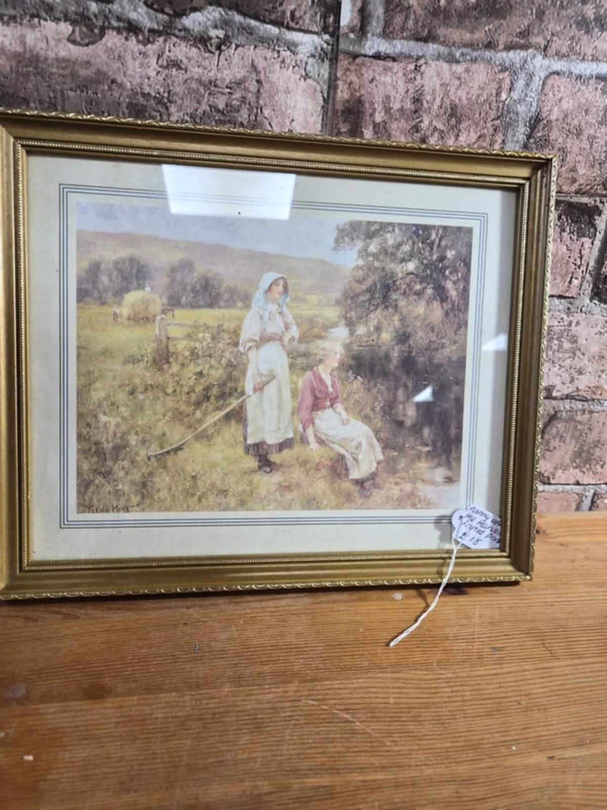 Vintage Resting After The Harvest Guilded Framed Print