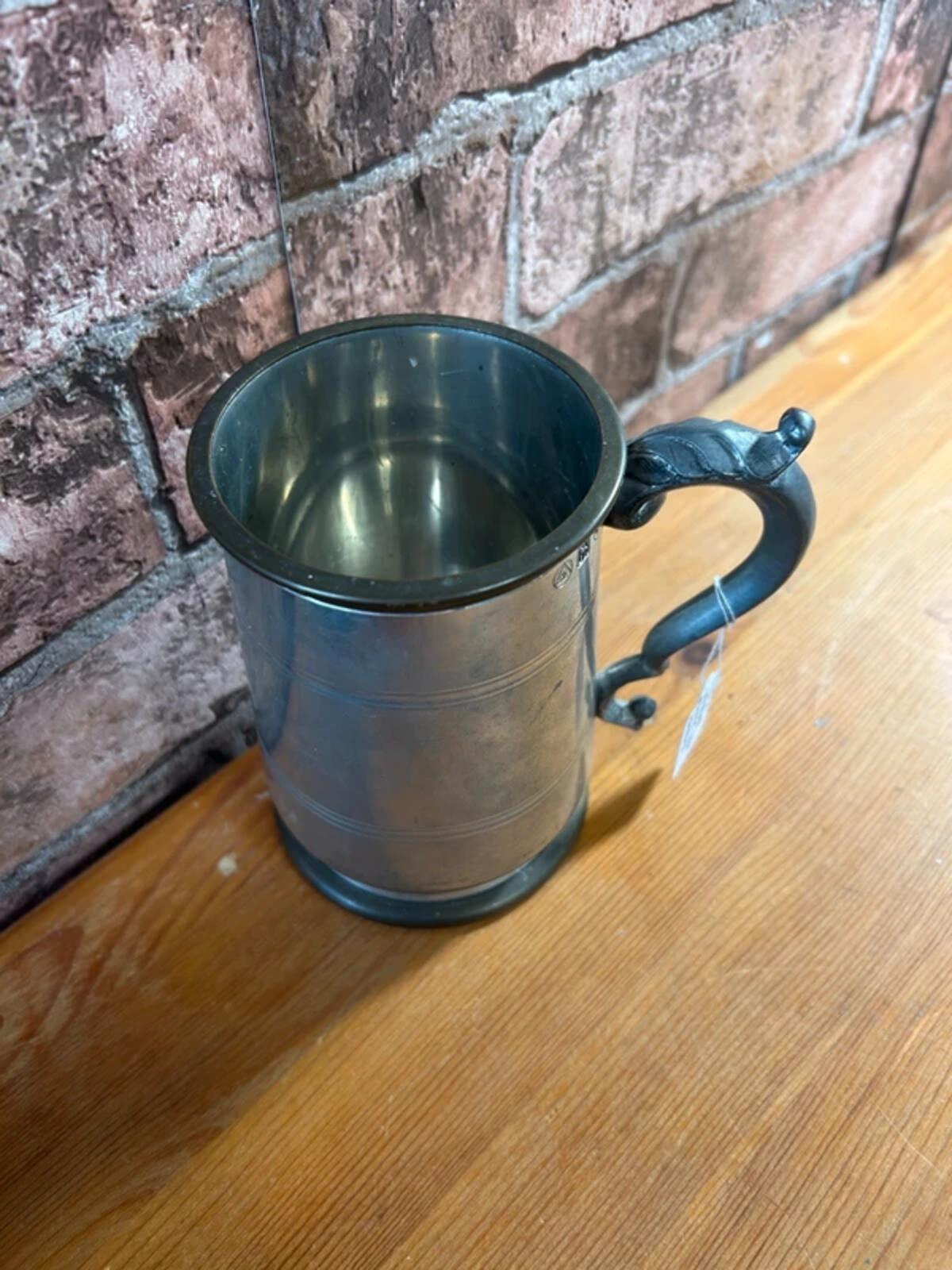 English Sheffield Pewter Beer Tankard