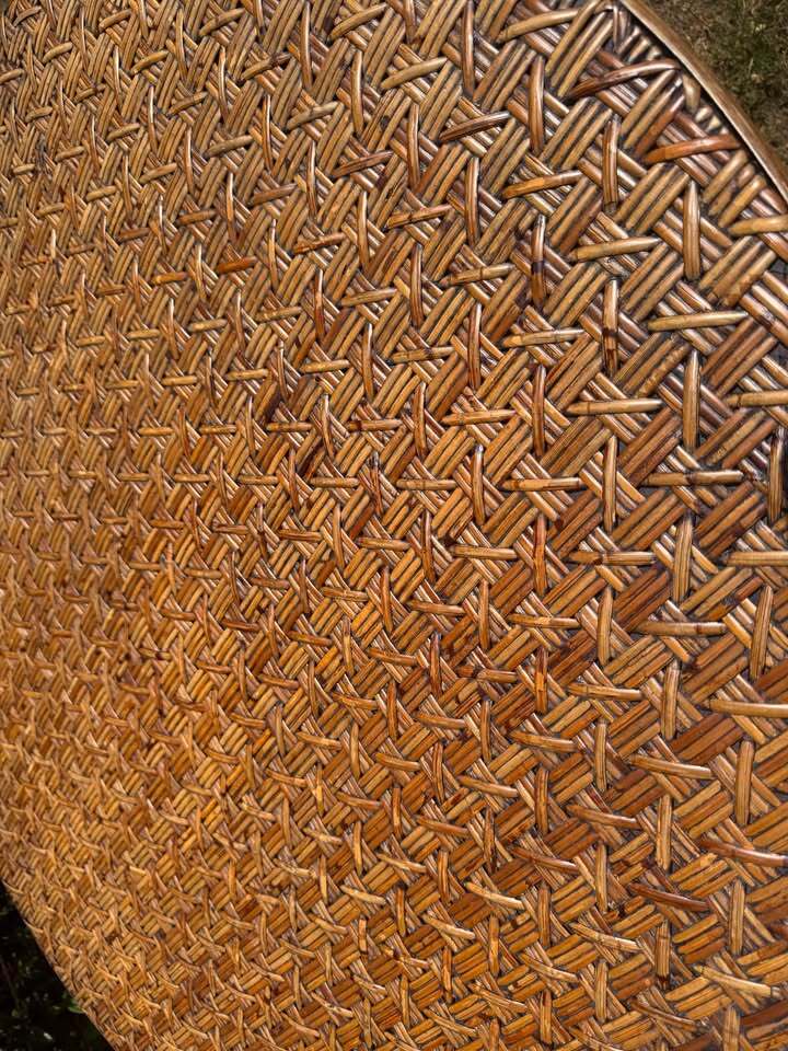 Mid Century Bamboo and Wood Round Dining Table