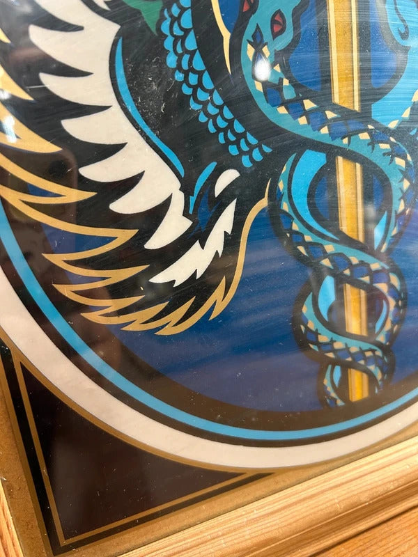 Framed Colourful Glass Caduceus Symbol