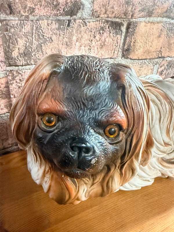 Large Vintage Pekinese Dog Resin Heavy Statue