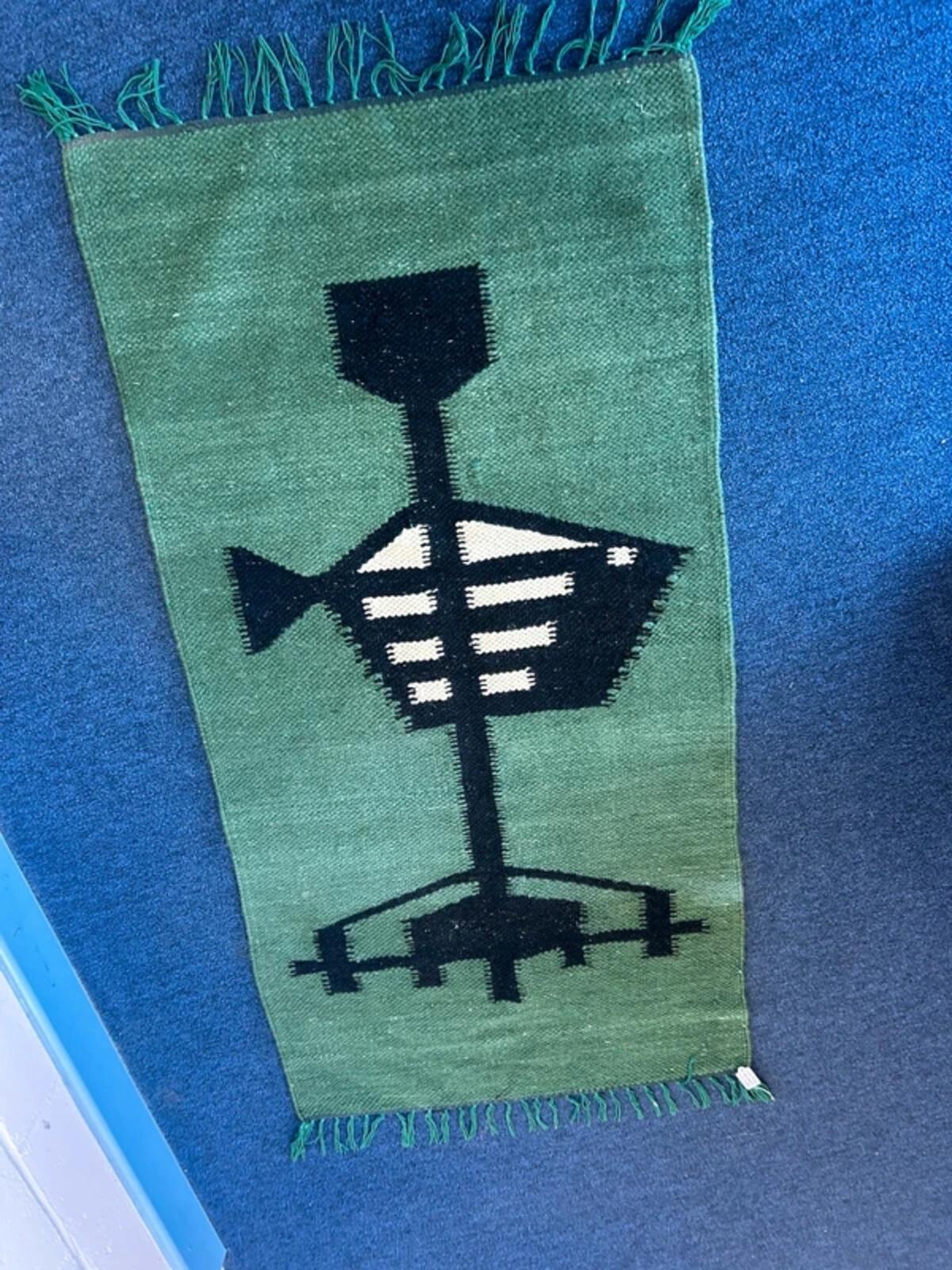Vintage Kilim Style Green and Black Tapestry/Rug