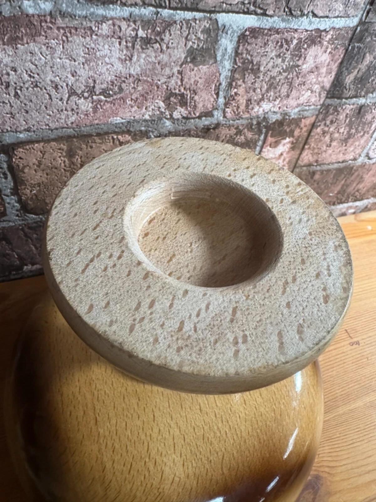 Vintage Wooden Patterned Boho Chic Tall Fruit Bowl