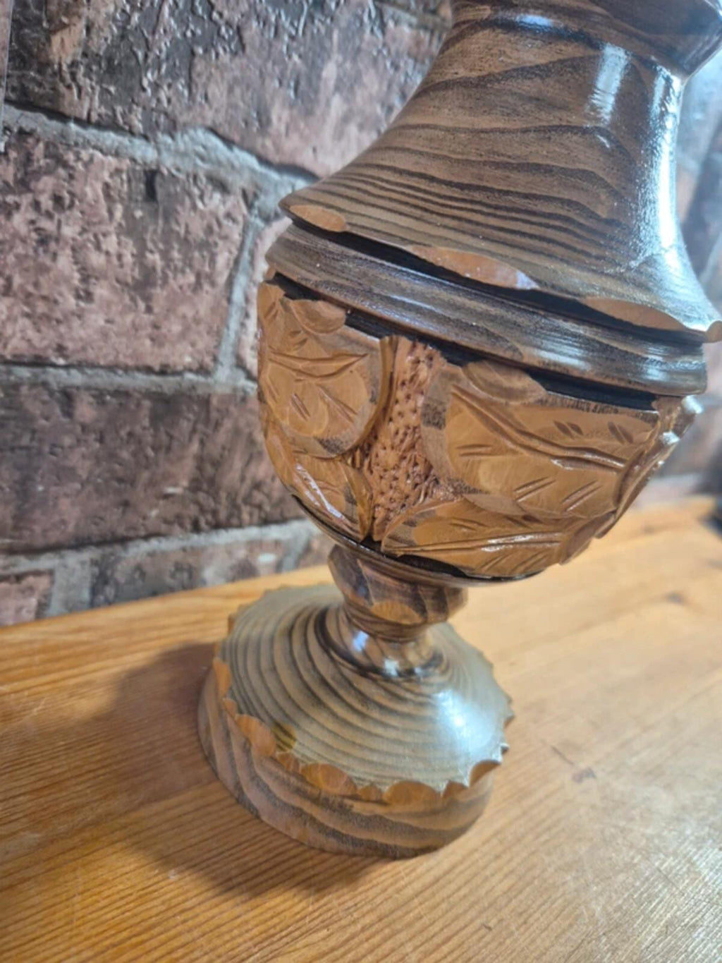 Handcarved wooden vase