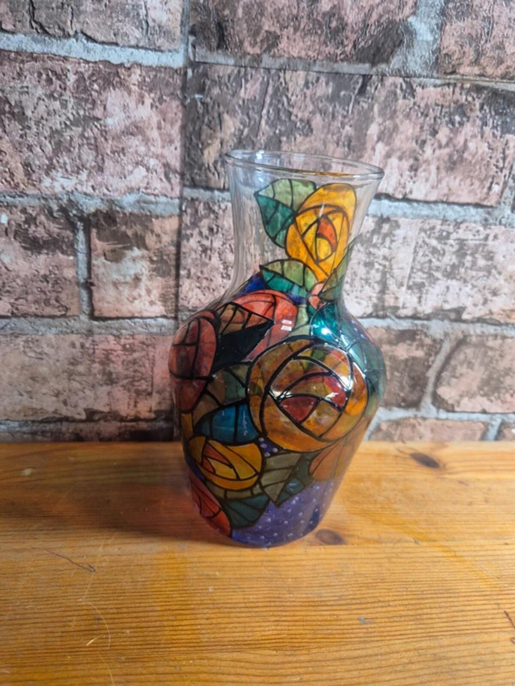 Stained Glass Floral Vase