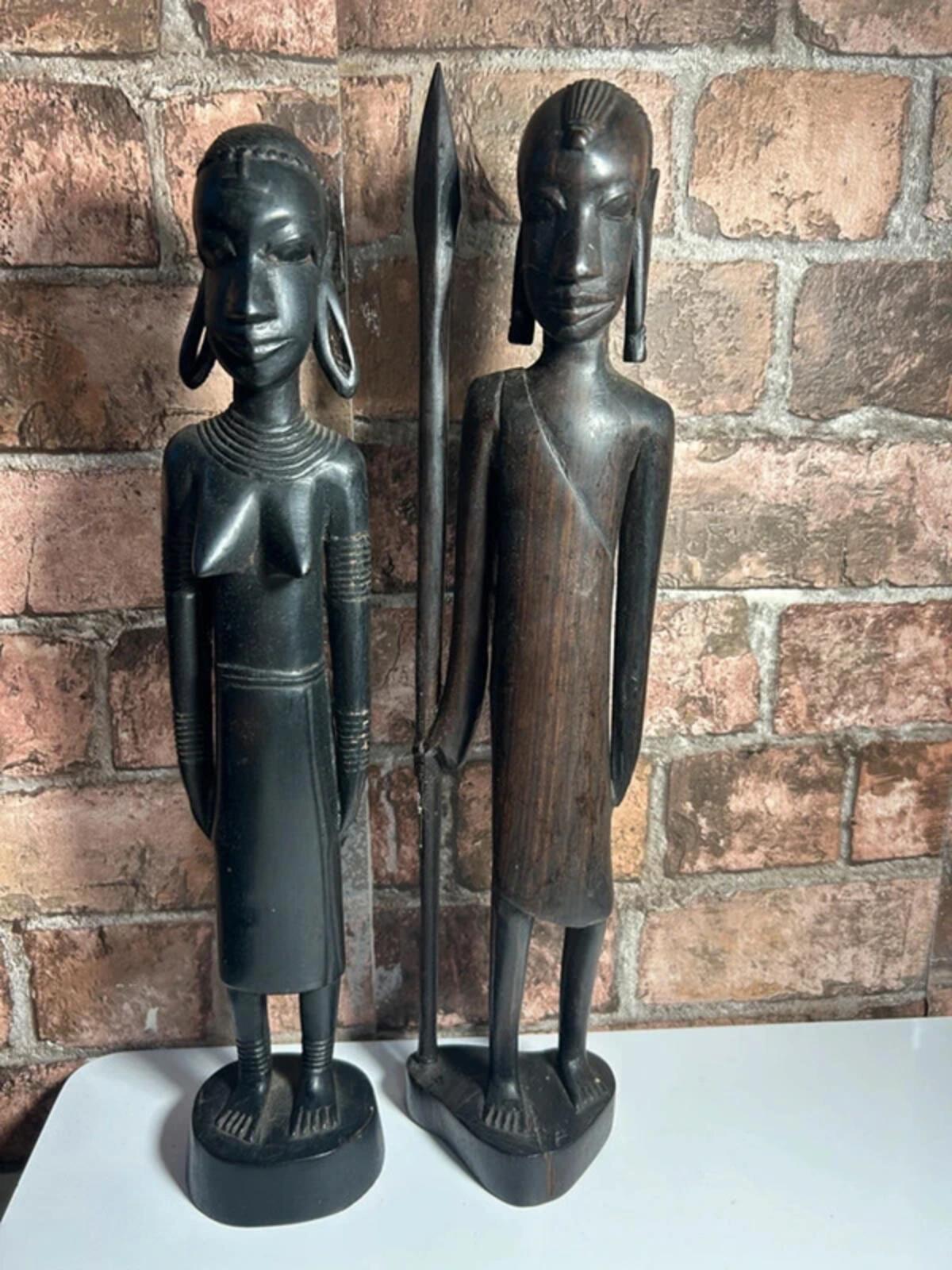Pair of Tribal Ebonywood Masai Figurines
