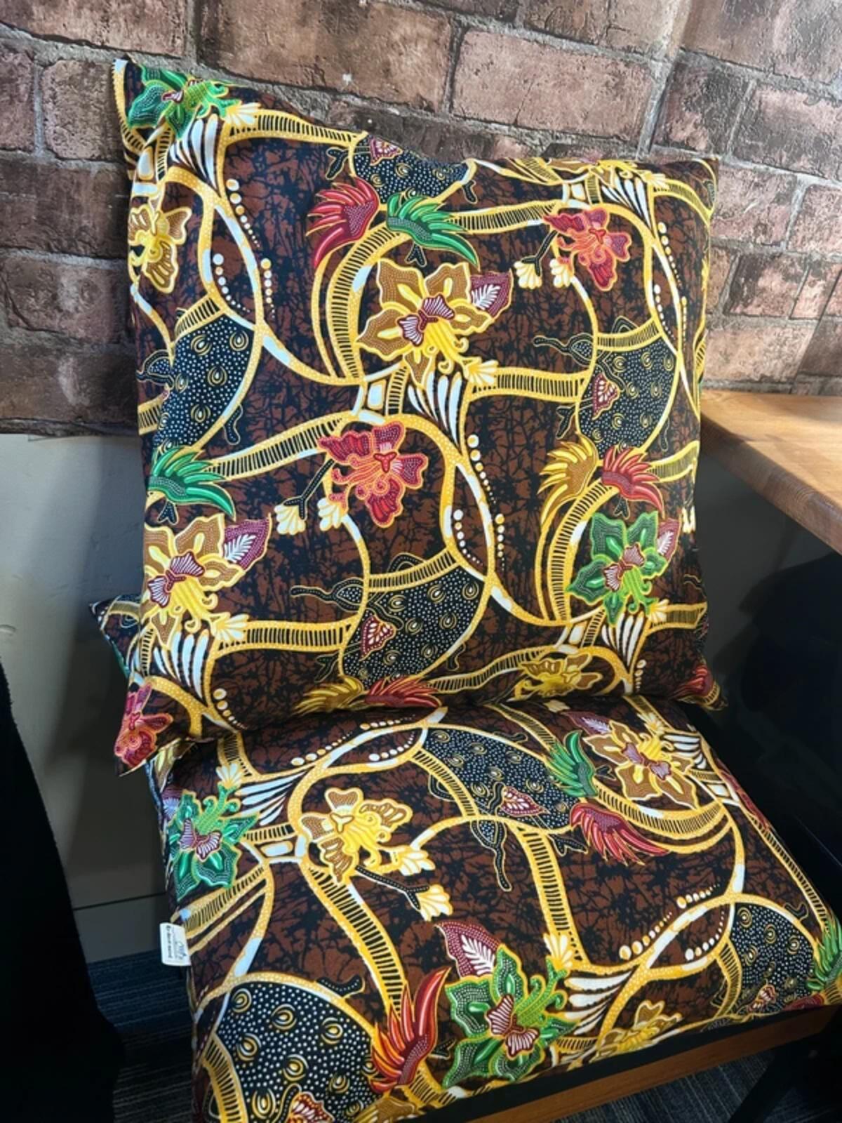 Pair of Handmade African Print Duck Feather Cushions with Inners