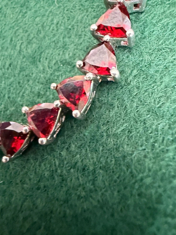 Sterling Silver and Red Gem Tennis Bracelet