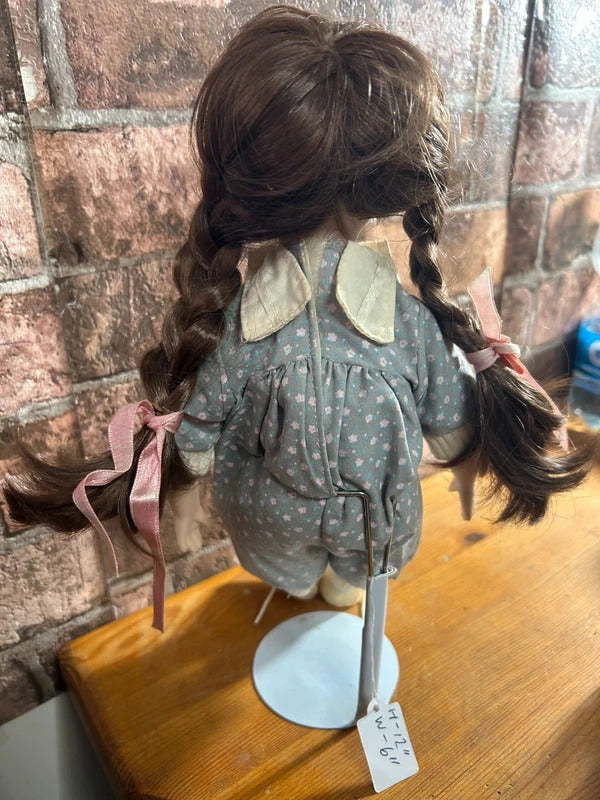 Vintage China Doll on Stand