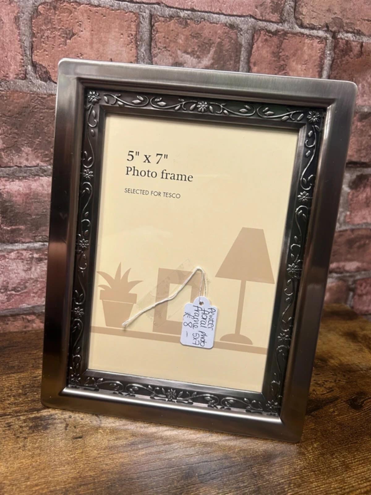 Pewter Floral Photo Frame