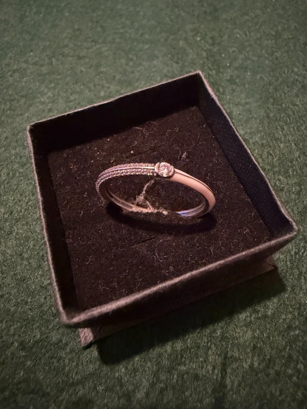 Pandora Silver 925 Pave and White Ring - Size T