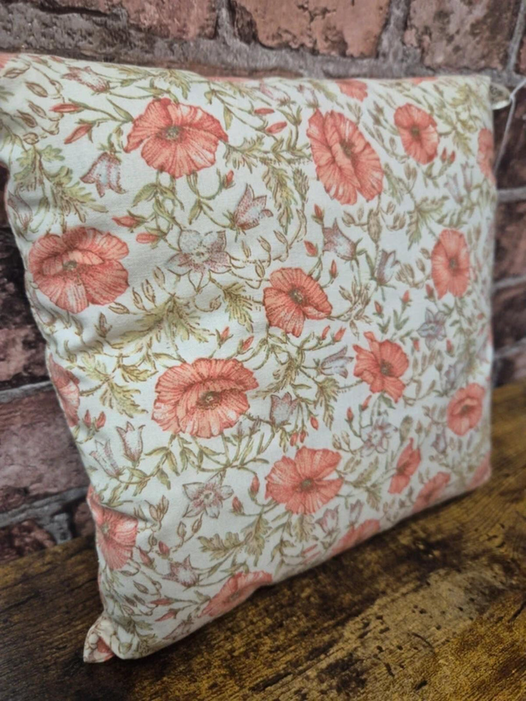 Small vintage poppy cushion
