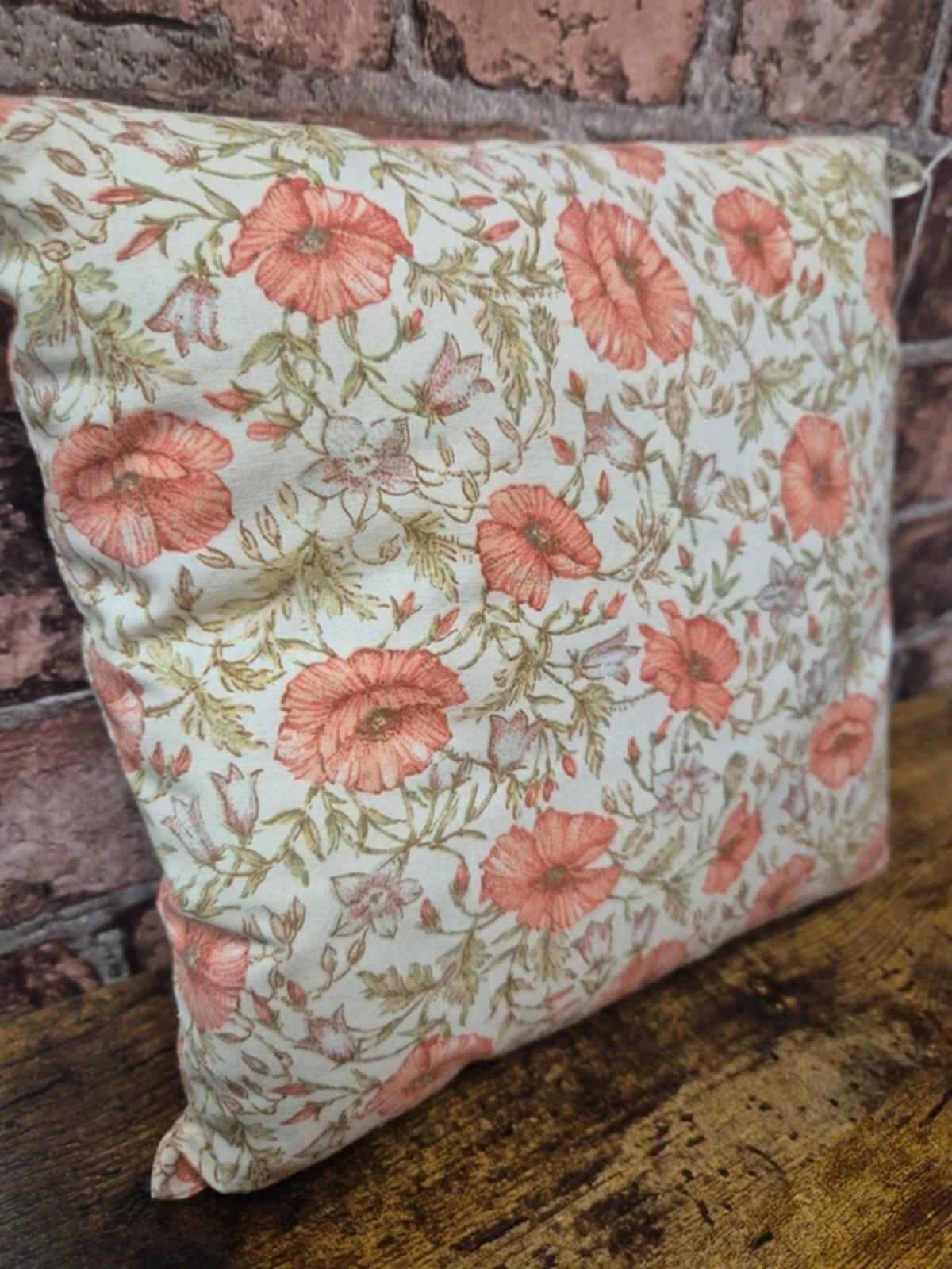 Small vintage poppy cushion