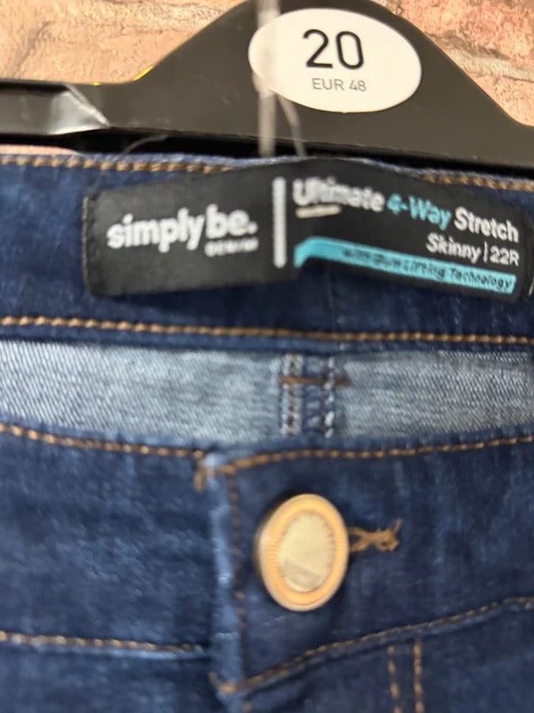 Simply Be 4 Way Stretch Skinny Jeans - Size 22 Regular