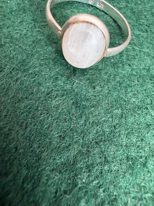 Sterling Silver and Moonstone Hallmarked Ring - Size N