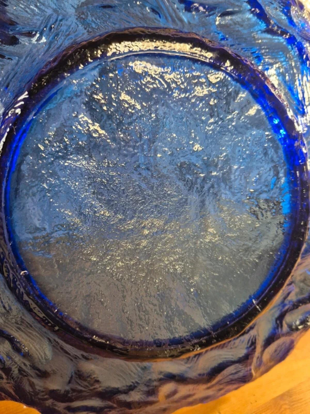 Scandinavian Textured Cobalt Blue Glass Bowl