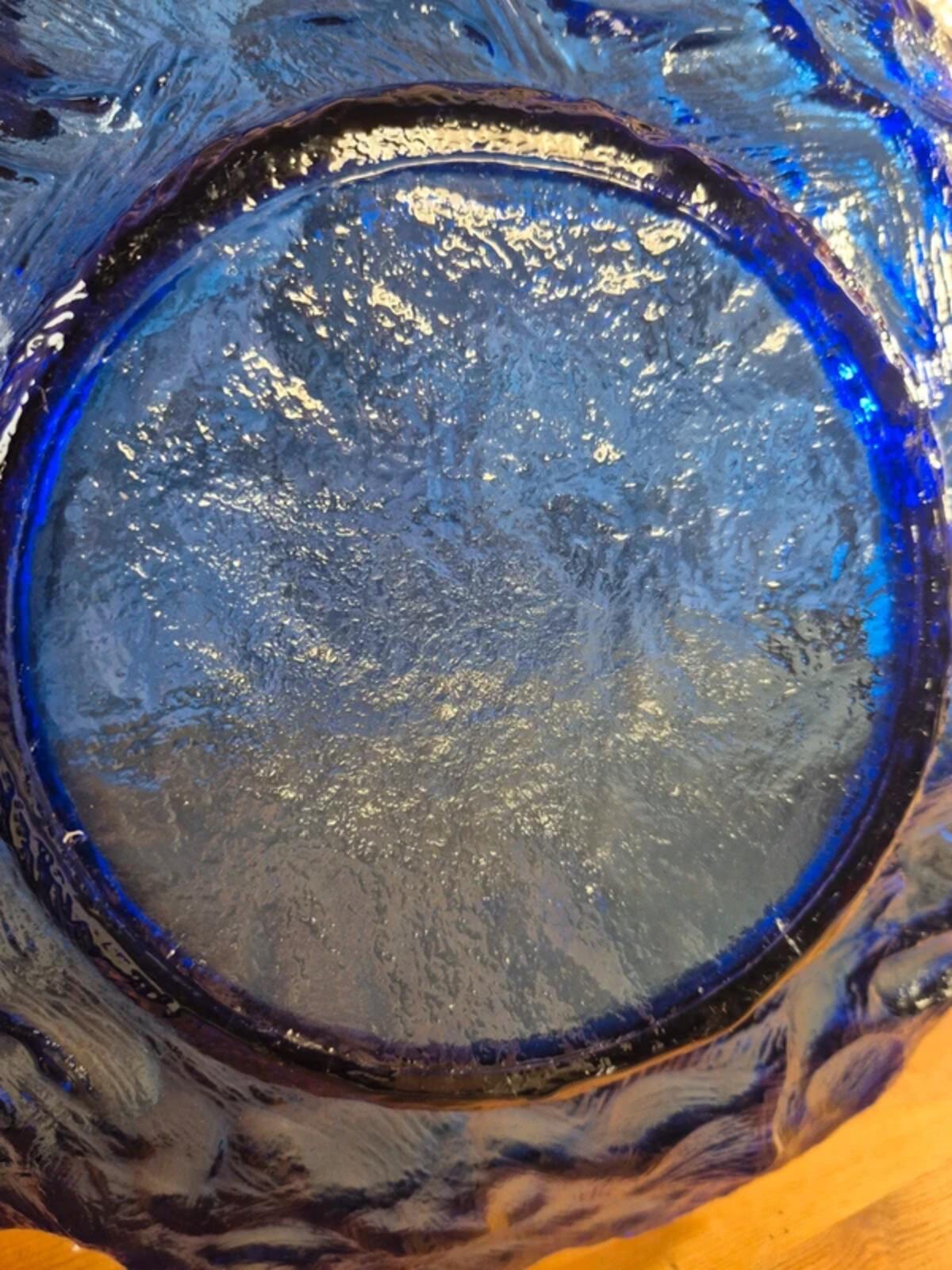 Scandinavian Textured Cobalt Blue Glass Bowl