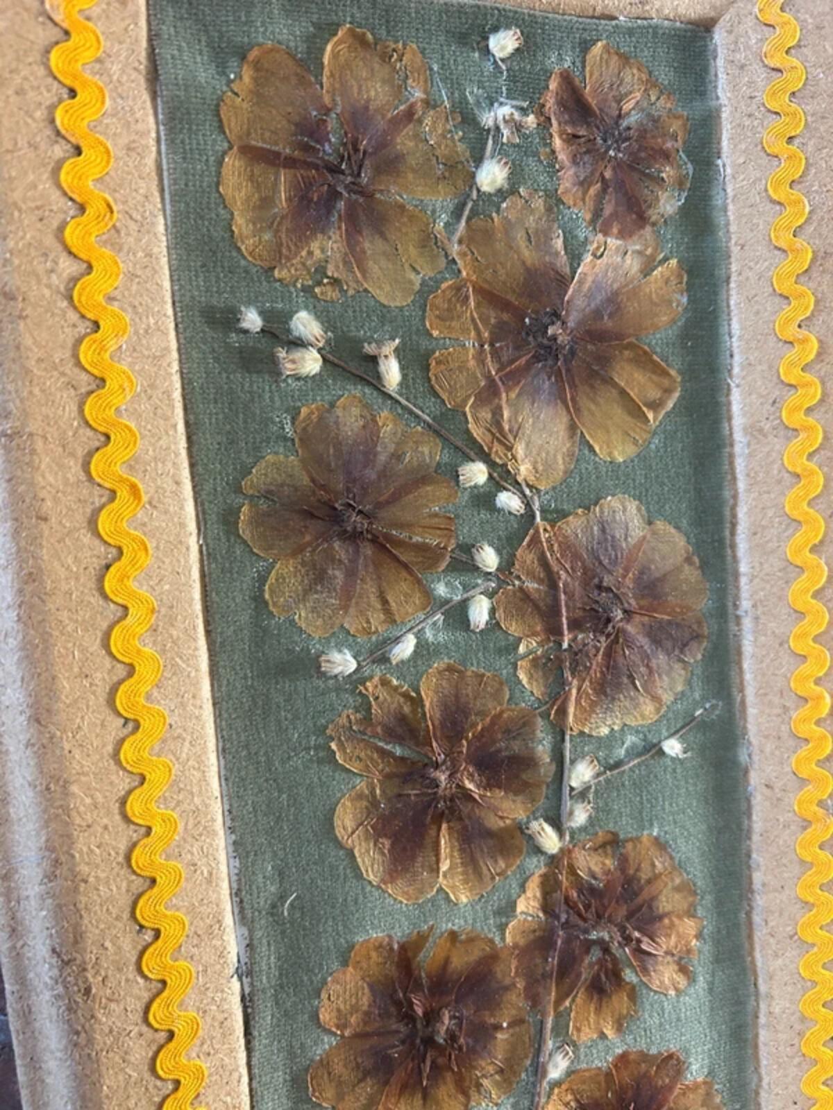 Vintage Cork Framed Dried Flowers