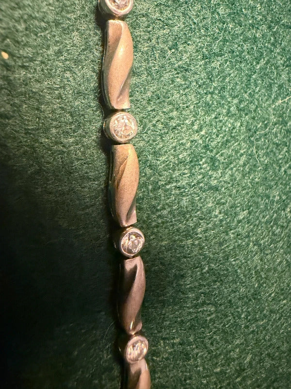 Sterling Silver Twisted Ribbon Link Bracelet - 9.3g