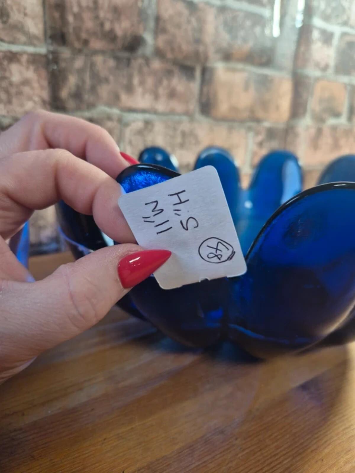 Cobalt blue lotus petal bowl