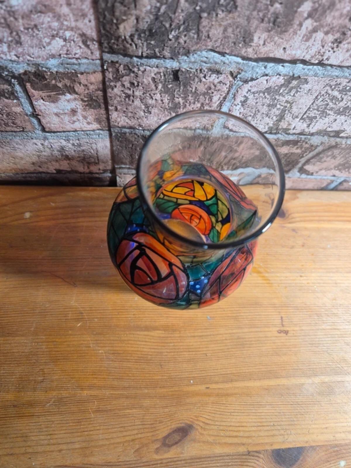 Stained Glass Floral Vase
