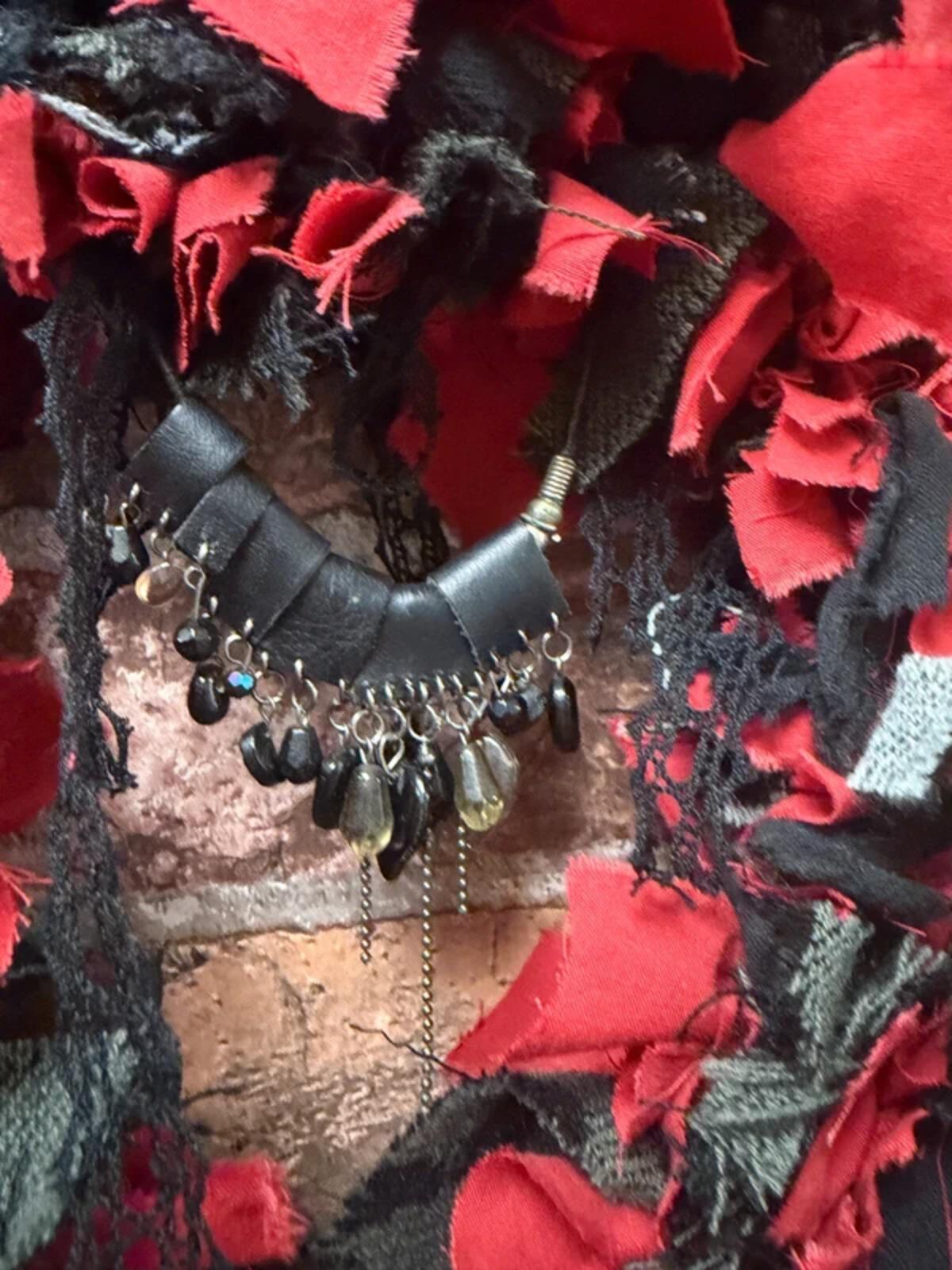 Love Heart Red and Black Gothic Fabric Wreath