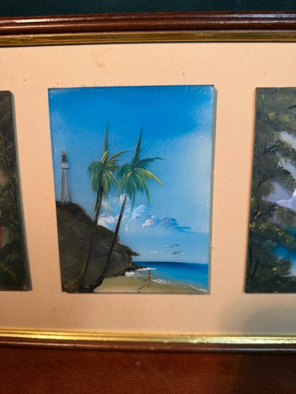 Tropical Themed Tryptic Framed Painting