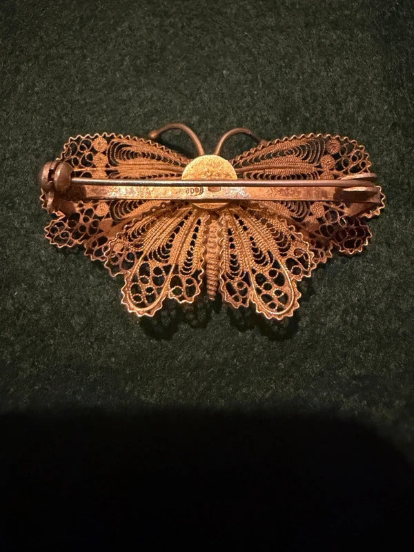Sterling Silver Vintage Filigree Butterfly Brooch