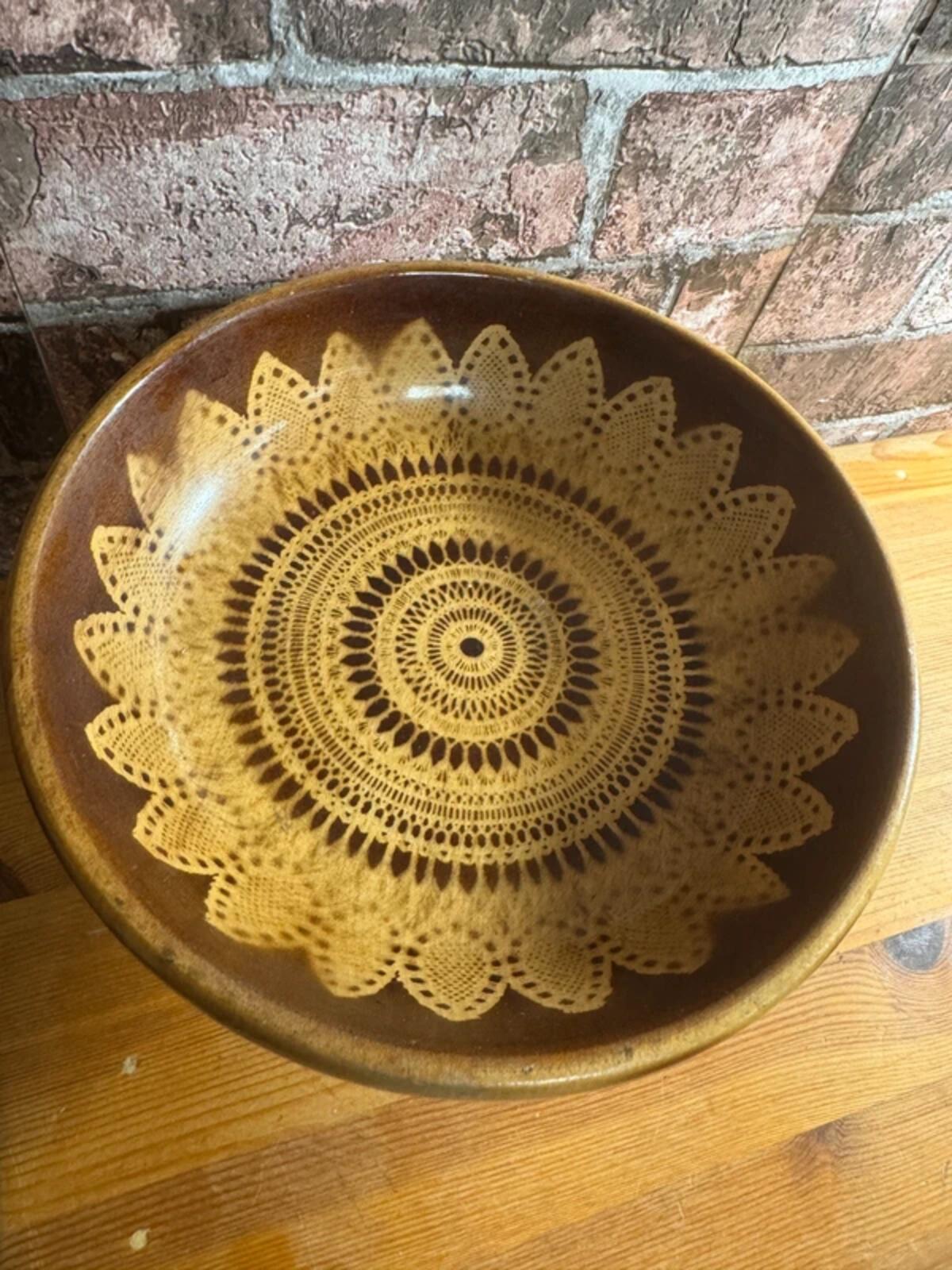 Vintage Wooden Patterned Boho Chic Tall Fruit Bowl