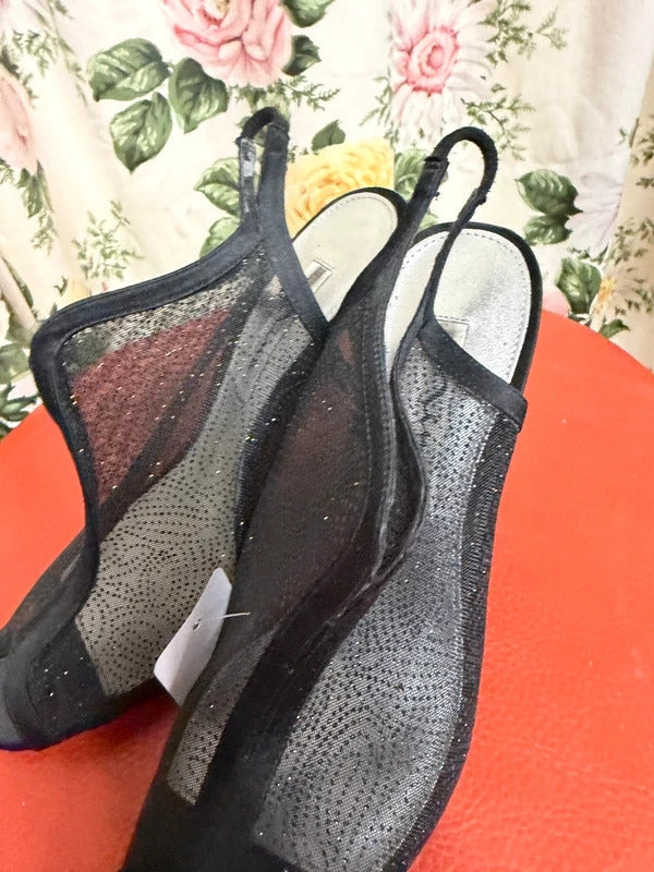 Mina Black Mesh Heels - Size 4.5 UK