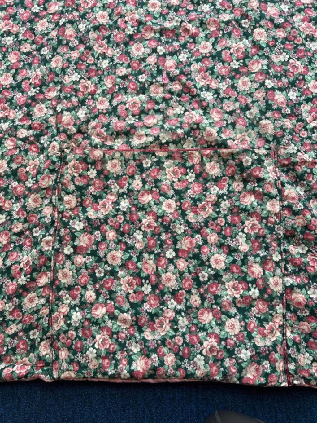 Large Floral Vintage Blanket with Pocket