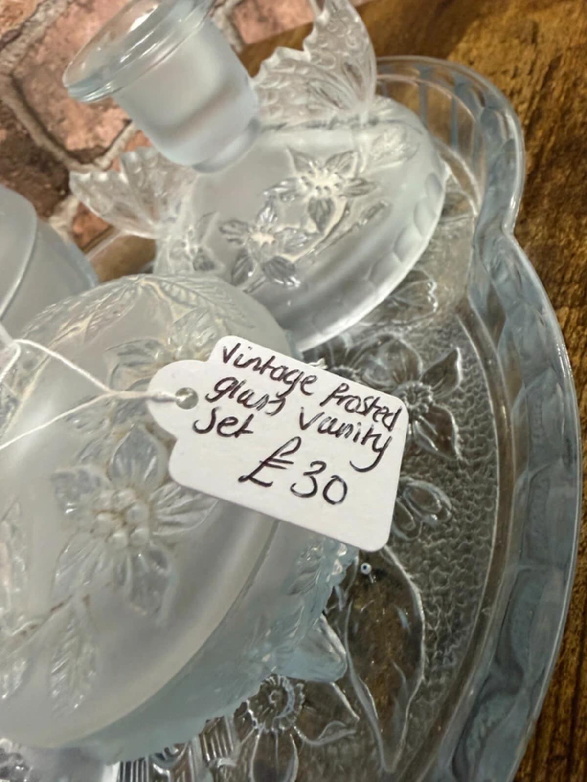 Vintage Frosted Glass Vanity Set
