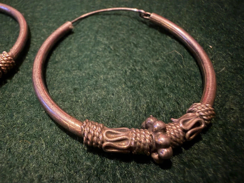 Sterling Silver Bead Hoop Earrings