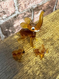 Vintage Amber Glass Elephants Ornaments x 3